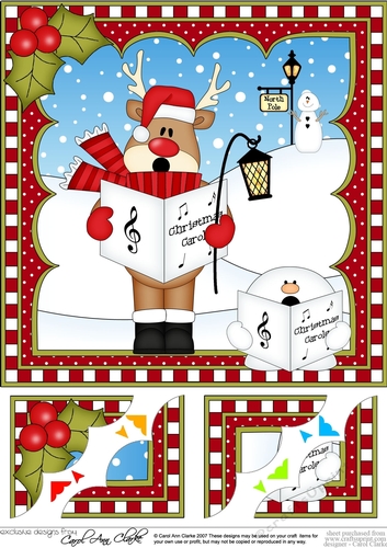 Christmas Rudolph 8 x 8 Scalloped Corner Topper 