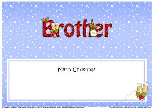 Large DL Merry Christmas BROTHER with Champagne insert