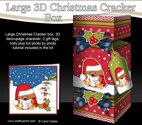 3D Large Christmas Cracker Box Mini Kit -  Bobbin Robin is Carol Singing
