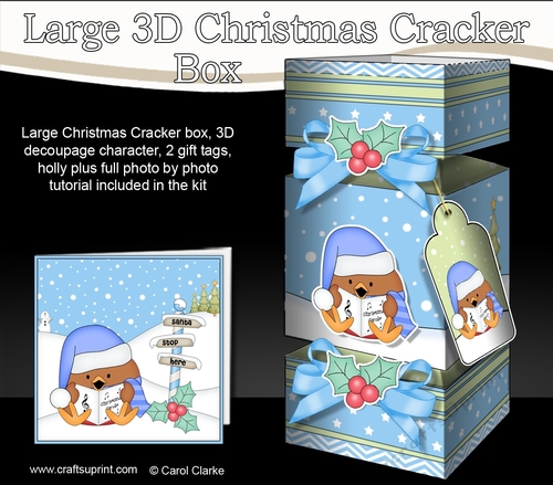 3D Large Christmas Cracker Box Mini Kit -  Bobbin Robin is Carol Singing