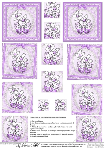 Fluttery Butterfly with Daisies - Twisted Pyramage sheet