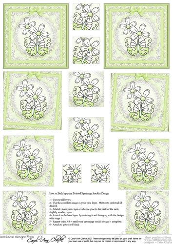 Fluttery Butterfly with Daisies - Twisted Pyramage sheet