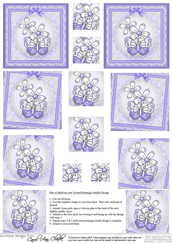 Fluttery Butterfly with Daisies - Twisted Pyramage sheet