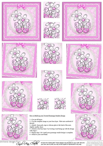 Fluttery Butterfly with Daisies - Twisted Pyramage sheet