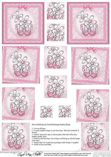 Fluttery Butterfly with Daisies - Twisted Pyramage sheet