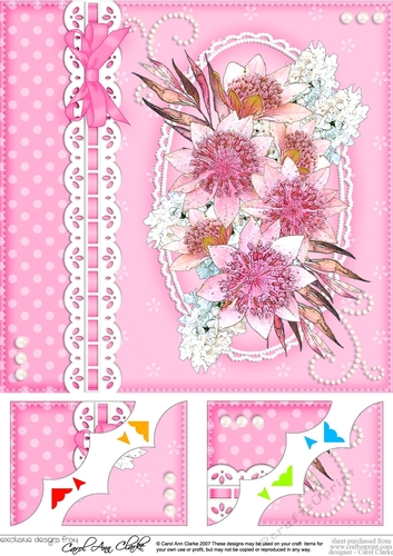 A Touch of Elegance Flowers, Pearls and Lace 8 x 8 Scalloped Corner Topper  