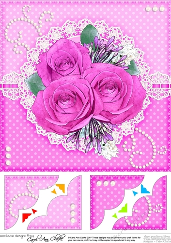 A Touch of Elegance Flowers, Pearls and Lace 8 x 8 Scalloped Corner Topper  