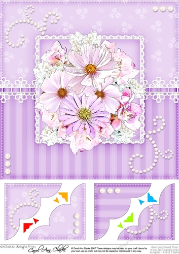 A Touch of Elegance Flowers, Pearls and Lace 8 x 8 Scalloped Corner Topper  