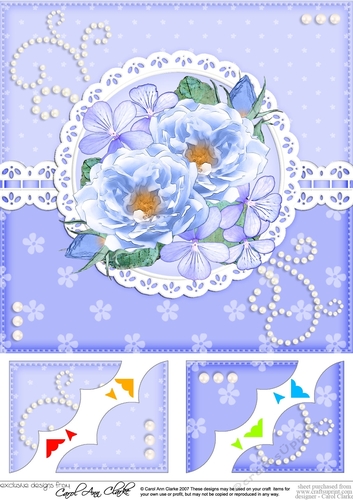 A Touch of Elegance Flowers, Pearls and Lace 8 x 8 Scalloped Corner Topper  