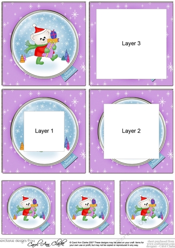 Cute Christmas Teddy in a Snowy Round Window - Tunnel Topper