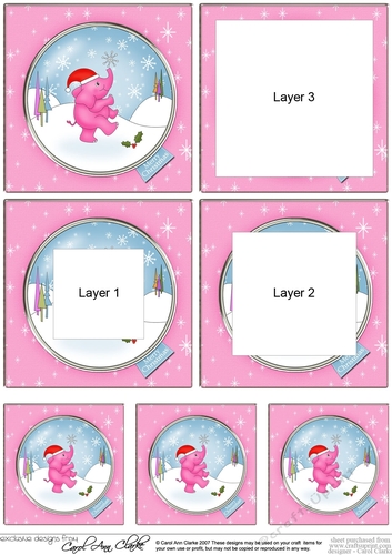 Cute Christmas Elephant in a Snowy Round Window - Tunnel Topper
