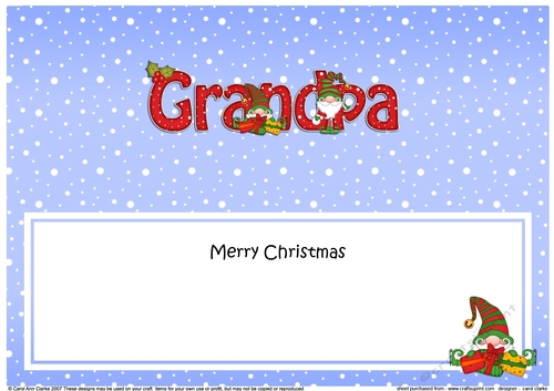 Large DL Merry Christmas GRANDPA insert with Gnome insert
