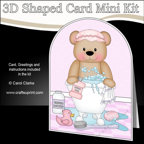 3D Shaped Card Kit - Bathtub Buddies - Cute Little Teddy