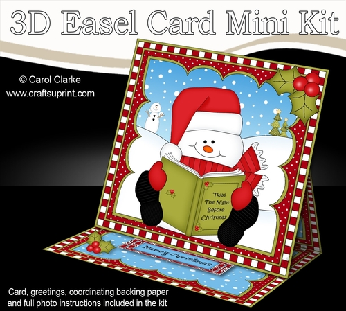 3D Easel Card Mini Kit - Christmas Snowman Oli reads an Xmas Story