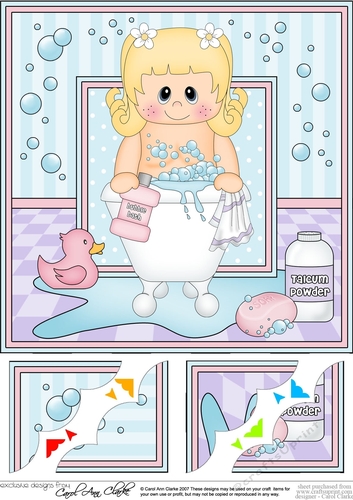8 x 8 Scalloped Corner Topper - Bathtub Buddies Young Girl