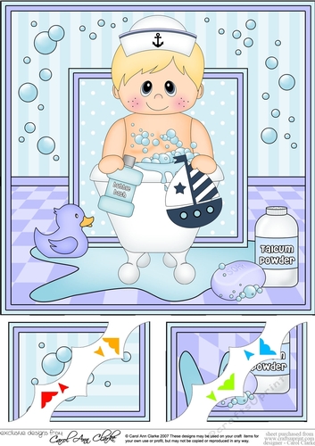 8 x 8 Scalloped Corner Topper - Bathtub Buddies Young Boy