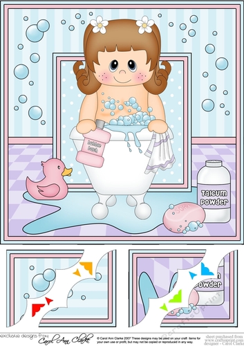 8 x 8 Scalloped Corner Topper - Bathtub Buddies Young Girl