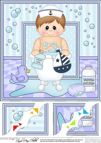 8 x 8 Scalloped Corner Topper - Bathtub Buddies Young Boy