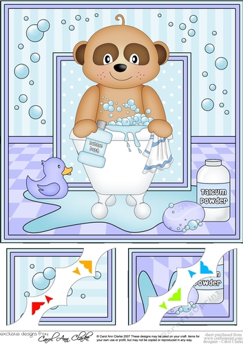 8 x 8 Scalloped Corner Topper - Bathtub Buddies Baby Meerkat