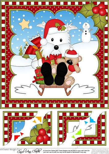 Christmas 8 x 8 Scalloped Corner Topper  - Little Westie Dog