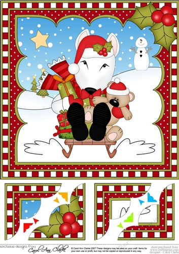 Christmas 8 x 8 Scalloped Corner Topper  - Little English Bull Dog Terrier