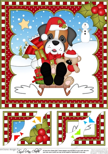 Christmas 8 x 8 Scalloped Corner Topper  - Little Boxer Dog