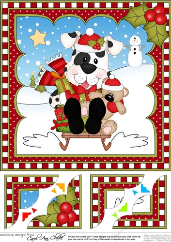 Christmas 8 x 8 Scalloped Corner Topper  - Little Spotty Dog