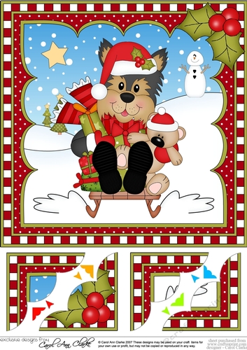 Christmas 8 x 8 Scalloped Corner Topper  - Little Yorkie Dog