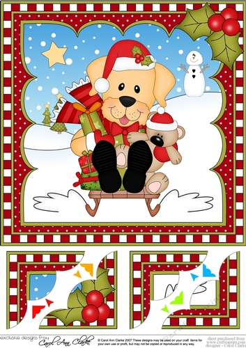 Christmas 8 x 8 Scalloped Corner Topper  - Little Golden Labrador Dog