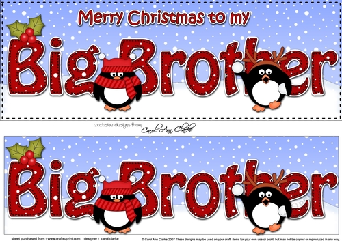 Large DL Merry Christmas to my BIG BROTHER 3D decoupage with Penguins