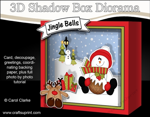 3D Christmas Diorama Shadow Box Card Mini Kit - Snowman Rio has an Xmas Pudding