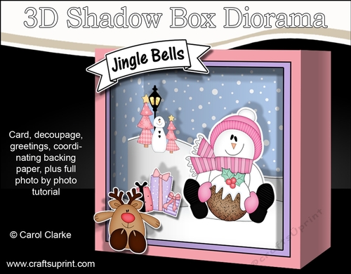 3D Christmas Diorama Shadow Box Card Mini Kit - Snowman Rio has an Xmas Pudding