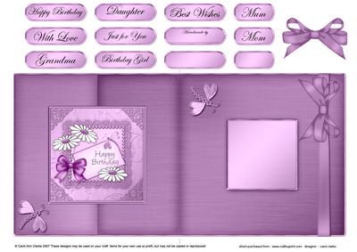 Daisies on Metallic Lace Fold Back Card