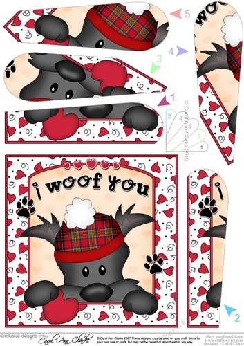 Fan Pyramage Topper - Love, Romance, Valentine- Little Scottie Dog