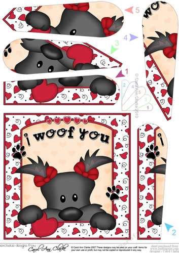 Fan Pyramage Topper - Love, Romance, Valentine- Little Scottie Dog