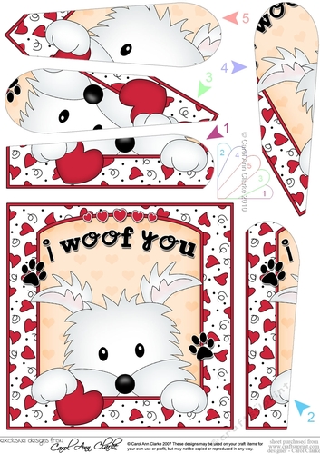 Fan Pyramage Topper - Love, Romance, Valentine- Little Westie Dog