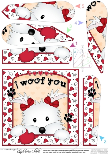 Fan Pyramage Topper - Love, Romance, Valentine- Little Westie Dog