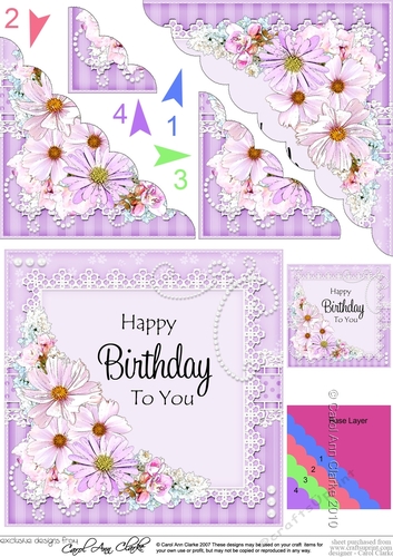 A Touch of Elegance Birthday Flowers Pearls and Lace Scalloped Corner Stacker