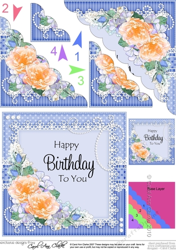 A Touch of Elegance Birthday Flowers Pearls and Lace Scalloped Corner Stacker