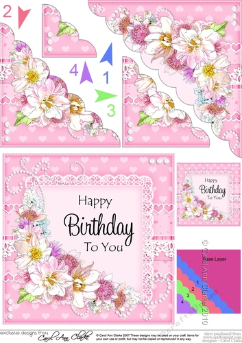 A Touch of Elegance Birthday Flowers Pearls and Lace Scalloped Corner Stacker
