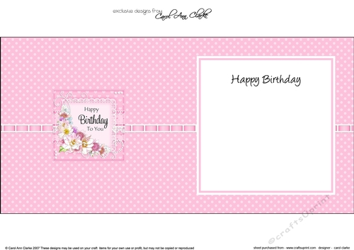 A Touch of Elegance Birthday Flowers Pearls and Lace square landscape insert