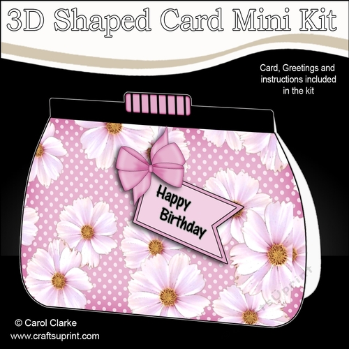 3D Shaped Card  Kit - Pretty Floral Clutch Bag