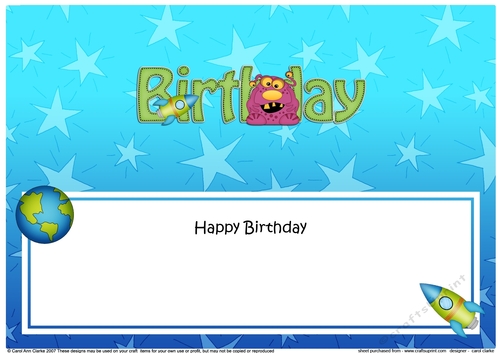 Large DL HAPPY BIRTHDAY insert with Alien