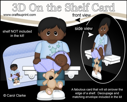 3D On the Shelf Card Kit - Little Ethnic Boy Carson is a New Big Brother