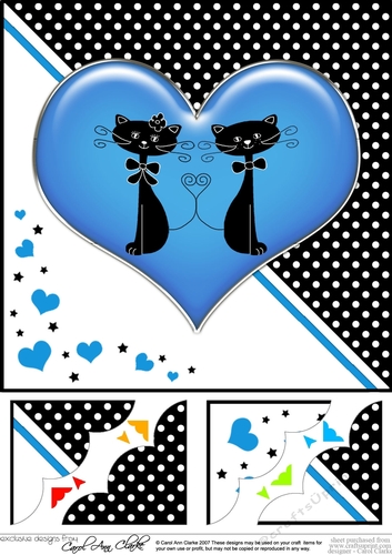 8 x 8 Kool Kats Purrfect Love Scalloped corner Topper