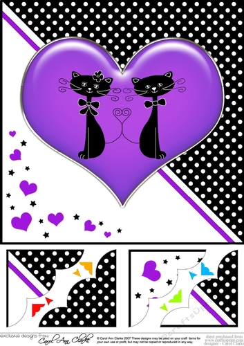 8 x 8 Kool Kats Purrfect Love Scalloped corner Topper