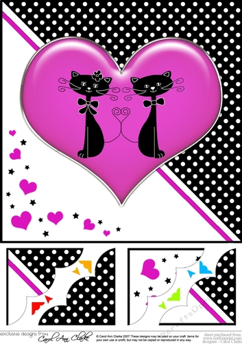 8 x 8 Kool Kats Purrfect Love Scalloped corner Topper