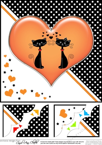 8 x 8 Kool Kats Purrfect Love Scalloped corner Topper