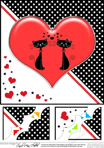 8 x 8 Kool Kats Purrfect Love Scalloped corner Topper