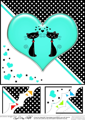 8 x 8 Kool Kats Purrfect Love Scalloped corner Topper
